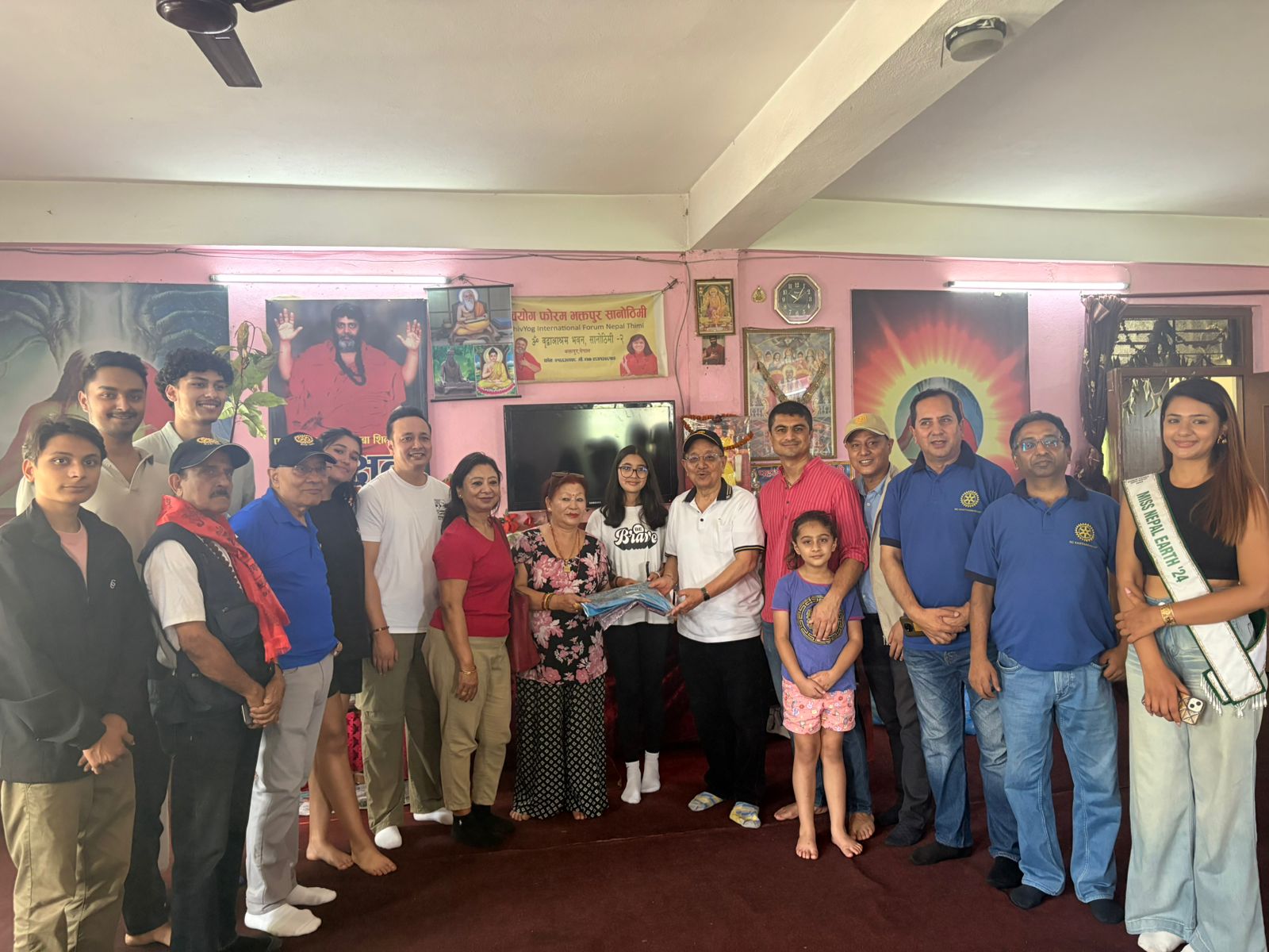 Members spending time with residents at an old age home